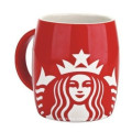 Porcelain Red Starbucks Coffee Carving Mug